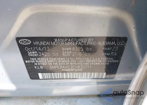 2014 Hyundai Sonata Gls из США, поврежденный, VIN 5NPEB4AC3EH830711